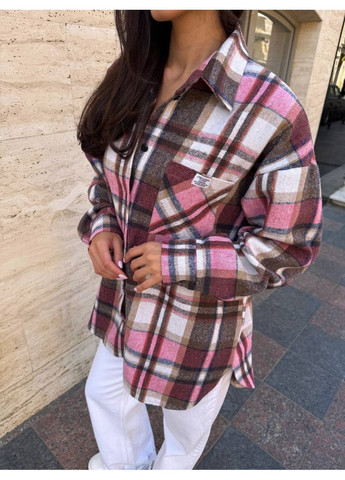 Розовая кэжуал рубашка в клетку MonCher с длинным рукавом