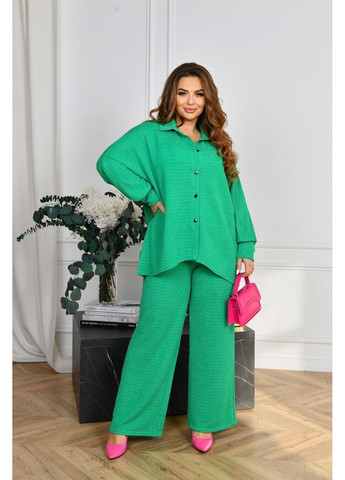 Костюм весенний, из жатого льна Код ФЛ-3772, зеленый, размер 60-62 No Brand (355469795)