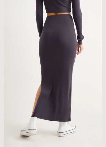 Серая кэжуал однотонная юбка в рубчик C&A