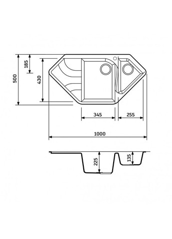 Кухонна мийка зі штучного каменю/кварцева 1000х500х225мм, трапеція SPIRIT Terra-cotta Теракотовий (344401000500) Adamant (371191450)