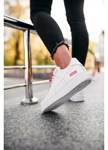 Білі літні кросівки nike air force 1 supreme white найк аір форс 1 No Brand