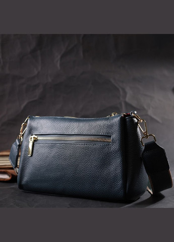 Жіноча практична кроссбоді через плече з натуральної шкіри синя 22287 Vintage (329196794)