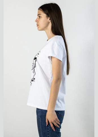 Біла всесезон футболка жіноча дизайнерська з вишивкою планети біла коттонова mkмф70161-2 Modna KAZKA