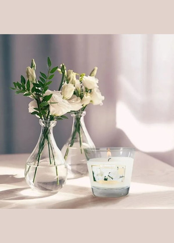 Свічка в скляному стакані Білі квіти (SN 90-179) Bispol (315348684)
