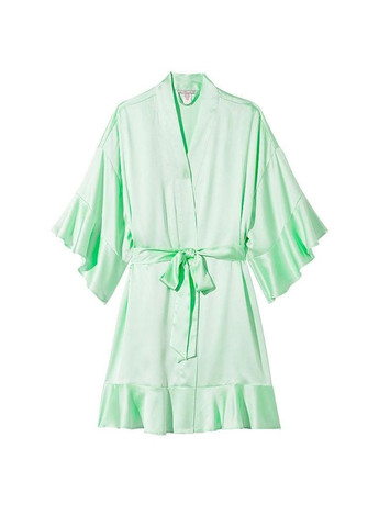 Женский сатиновый халат Satin Flounce Robe M/L мятный Victoria's Secret (282964675)