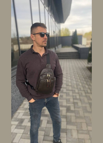 Коричневая сумка натуральная кожа мужская нагрудная слинг SKL brown No Brand (329880785)