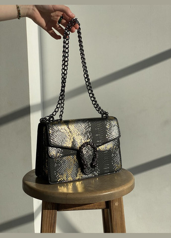 Женская сумка кросс-боди с подковой рептилия черная No Brand (292631134)