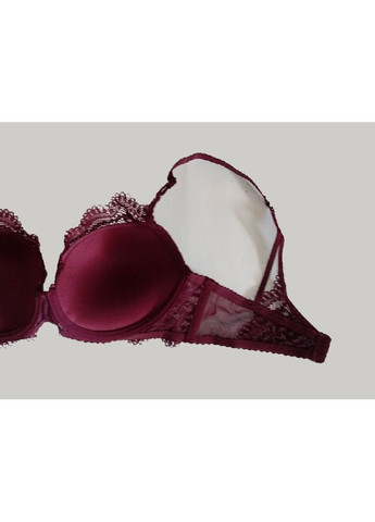 Бордовий комплект жіночої білизни з пуш ап бюстгальтер з трусиками мереживні Mandhari Класична