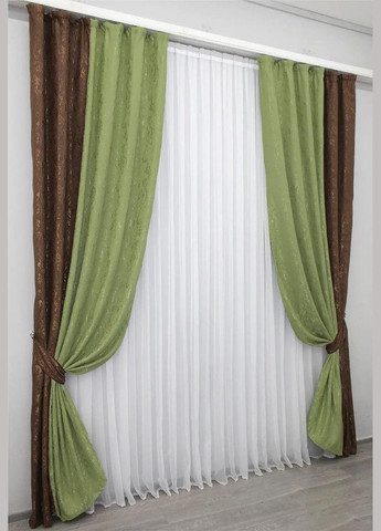 Жакардові штори для вітальні Зелений ) (П4К-014дк (1175-1173ш)) No Brand (306633370)