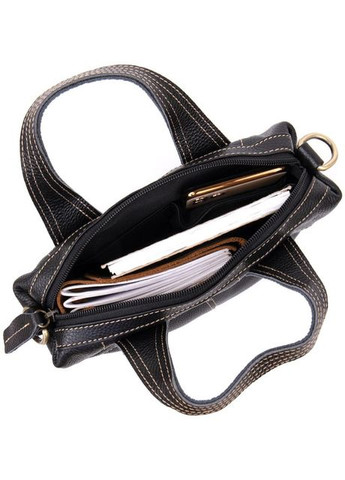 Сумка тоут через жіноче плече з натуральної шкіри середня Чорний 37923 Vintage (355245238)