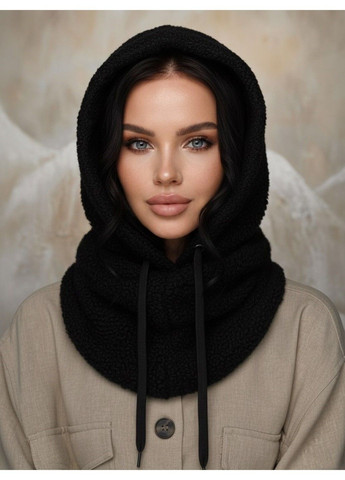 Женский капор Teddy Bear букле с каракуля и воротником черный No Brand (371652724)