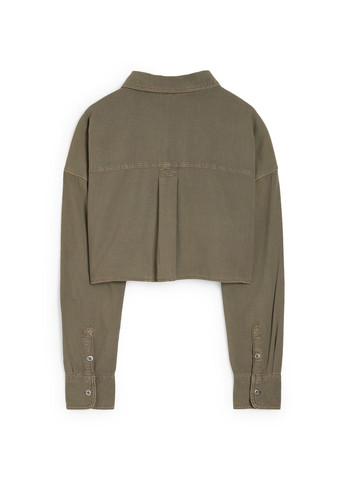 Оливковковая (хаки) кэжуал рубашка однотонная C&A