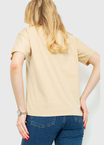 Светло-бежевая летняя футболка женская однотонная, цвет серый, Ager