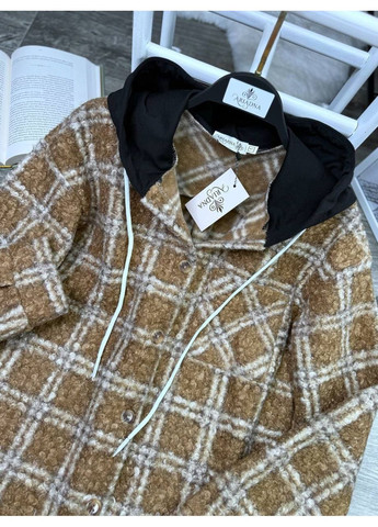 Сорочка з високоякісної тканини,,Буклеʼʼ на гудзиках, з подвійним капюшоном No Brand (355268157)