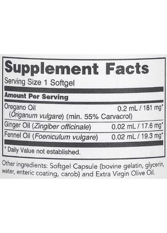 Oregano Oil with Ginger and Fennel Oils 90 Softgels Protocol for Life Balance (358075329)