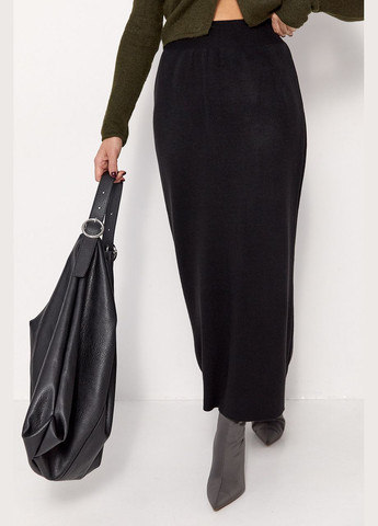 Черная теплая вязаная юбка миди Lurex