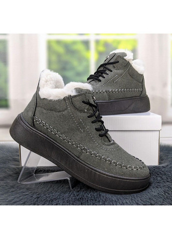 Зимние ботинки женские зимние замшевые на шнурках Dago из искусственной замши