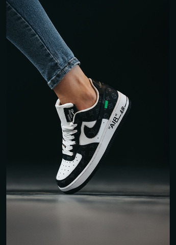Кроссовки женские и мужские Nike Air Force 1 x Louis Vuitton black white | Найк Аир Форс 1 черно-белые No Brand чёрно-белые демисезоны (315683556)