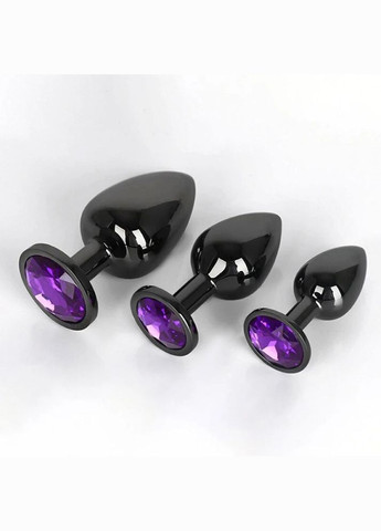 Анальна пробка металева Black Plug М 3,5 см з каменем медична сталь No Brand (303881838)