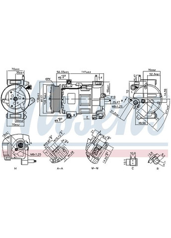 Компресор кондиціонера FORD TRANSIT/TOURNEO COURIER (C4A) (14-) 1.0 ECOBOOST (NI 890758) Nissens (354334481)