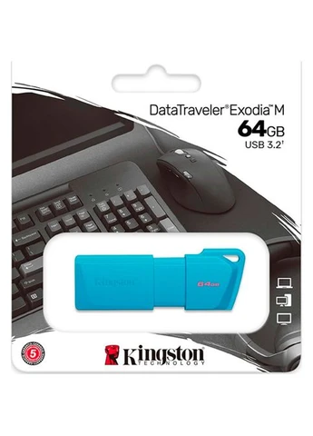 USB-накопитель USB 3.2 DT Exodia M 64GB Aqua Blue Kingston (401885107)