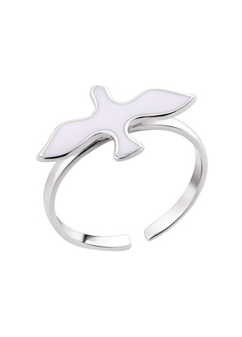 Срібна каблучка Горлиця з Білою емаллю 17 - 18 розмір срібло 925 проби Родоване вс608ер 1.49г Nobrand (369612472)