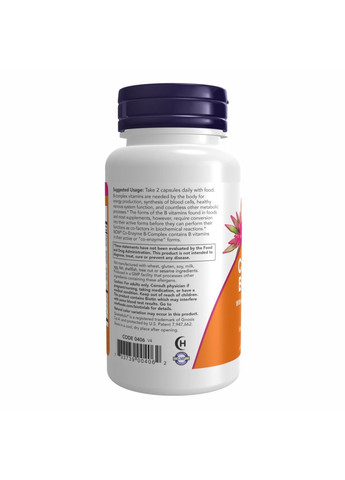 , комплекс коферментов группы B, 60 вегетарианских капсул Now Foods (364956390)