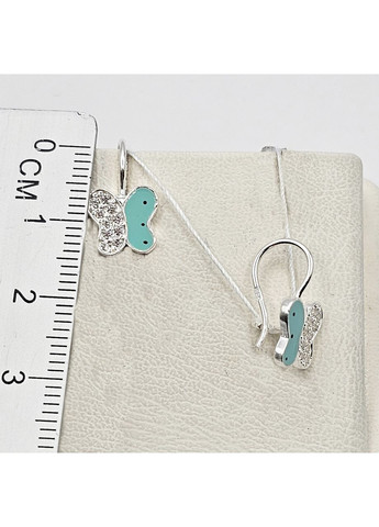 Сережки срібні з ювелірною емаллю "метелики" 1,5 г No Brand (369736793)