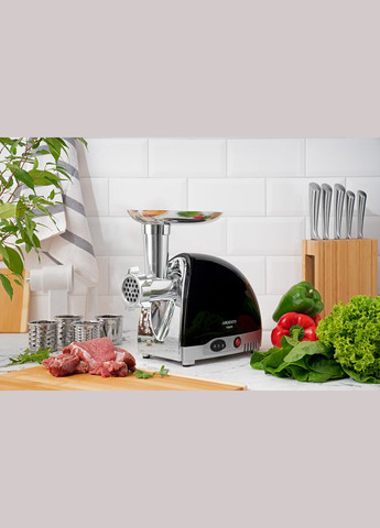 М'ясорубка, 1800Вт, продук.-2кг/хв, 3 решітки + для ковб., кеббе, 4 терки, пластик, чорно-сріблястий Ardesto (314749665)