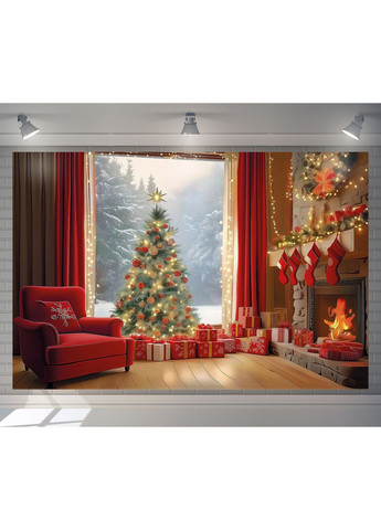 Банер Червоне крісло біля новорічної ялинки – №46586 Vinylpex (369930294)
