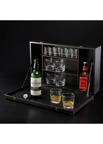 Настінний міні ‑ бар з набором склянок на 6 персон у подарунковому кейсі No Brand (365654985)