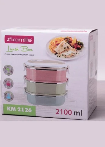 Ланч-бокс Food Box 3 емкости по 700 мл, 20х14.5х18.5см KM-2126 Kamille (304546172)