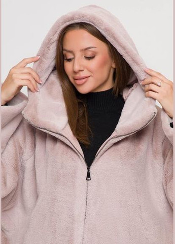 Мягкая экошуба с капюшоном 87-89-002-73 Розовый 17-42 Samange (311669097)