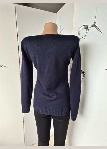 Синій демісезонний жіноча кофта з намистинками спереду однотонна No Brand