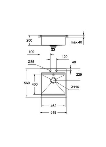 Кухонна мійка K800 (50 cm) EX-2 Sink (31583SD0) Grohe (315507052)