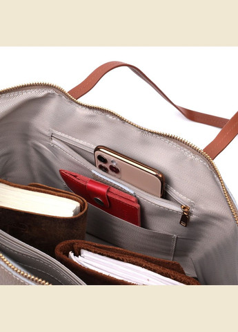 Оригінальна двокольорова сумка жіноча з натуральної шкіри 22304 Бежева Vintage (298570329)