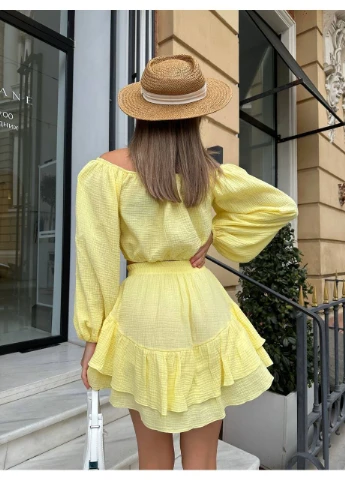 Костюм из муслина. Топ и мини юбка клеш. No Brand (388845866)