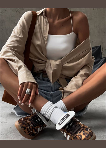 Бежевая кэжуал рубашка однотонная Adelante с длинным рукавом