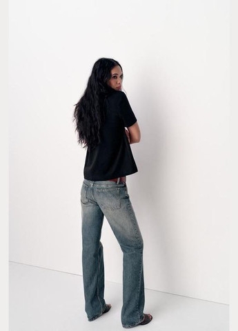 Базова чорна трикотажна футболка Zara - (327484406)