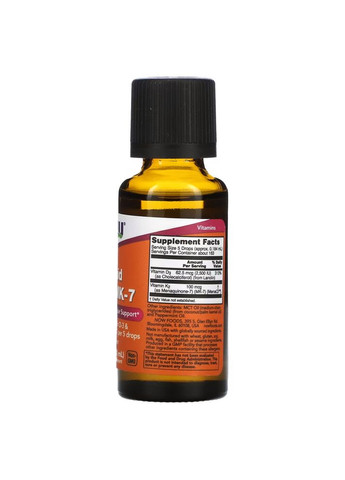 Витамины и минералы Liquid D3 & MK-7, 30 мл Now (322209234)