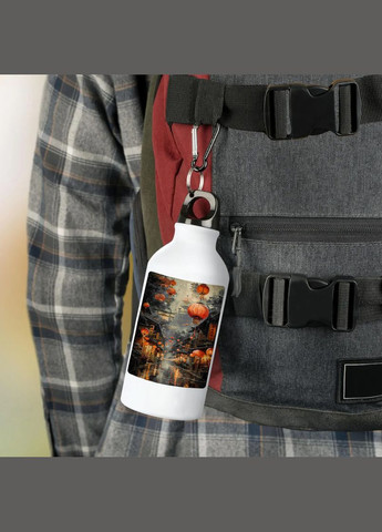 Фляга (бутылка) для воды с карабином Japan Металлическая #14 500 мл Белый No Brand (323639504)