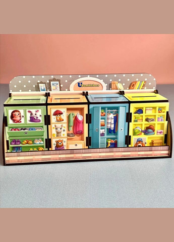 Дерев'яна настільна гра "Шафи з одягом" (ПСД061) PSD061 сортер-комодик Ubumblebees (316272301)