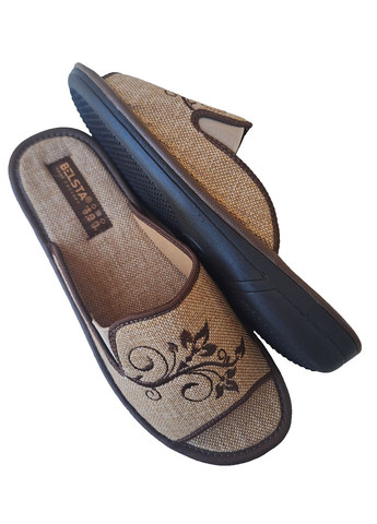 Бежевые тапочки женские открытые Белста с вышивкой