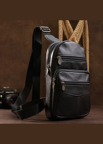 Компактная сумка слинг мужская кожаная через плечо черная размер 17х26х7 см 20000 Vintage (362418120)