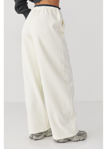 Теплые спортивные штаны палаццо с двойным поясом - черный цвет Lurex (364967707)