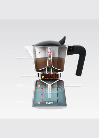 Кофеварка гейзерная алюминиевая 300 мл на 6 чашек (MR-1658-6) Maestro (334005586)