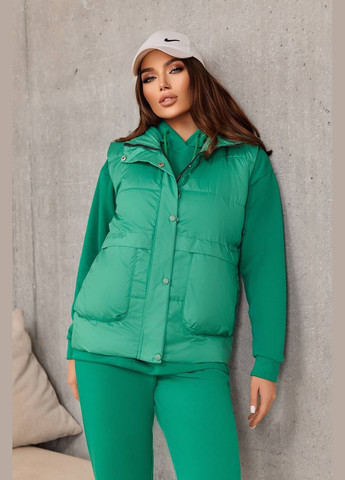 Жіночий костюм трійка з жилеткою колір ярко-зелений р.42/44 454208 New Trend (289477891)