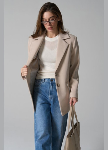 Бежеве демісезонне Напівпальто оверсайз з вовною та кашеміром (563) Bellise