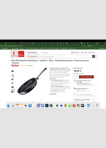 Сковорода Excellence 20 см Titanium 6Х (G2690232), з шестишаровим титановим антипригарним покриттям Tefal (360654736)