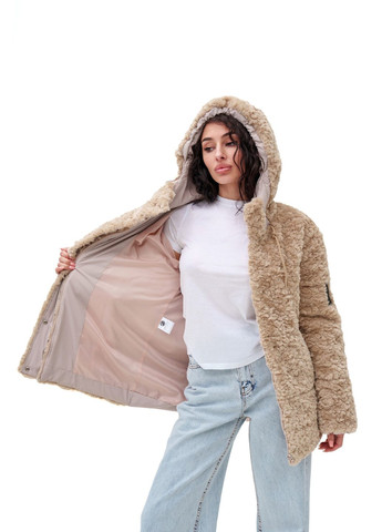 Кавова зимня подовжений пуховик «скай» капучино (баранчик,плащ) Emass